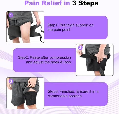دعم دعامة الفخذ من سوبرجير، أكمام ضغط رباعية قابلة للتعديل، لف الفخذ من النيوبرين، أكمام مضغوطة للساق العلوية للنساء والرجال، رائعة لاستعادة إجهاد إصابة العضلات، أسود in Kuwait