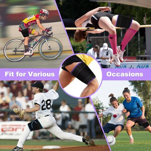 دعم دعامة الفخذ من سوبرجير، أكمام ضغط رباعية قابلة للتعديل، لف الفخذ من النيوبرين، أكمام مضغوطة للساق العلوية للنساء والرجال، رائعة لاستعادة إجهاد إصابة العضلات، أسود in Kuwait