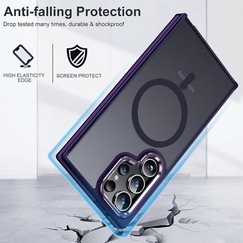 Magnetic for Samsung Galaxy S22 Ultra Case with 3 Stand Ways, [Invisible Stand] Color-Blocked with Anti-Slip Edge Anti-Drop Shockproof Slim Phone Case for Galaxy S22 Ultra 6.8" (Black/Red) in Kuwait