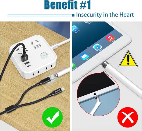 AGVEE 5ft USB-C Male to Lightning Female Charging Adapter Cable for Apple Pencil 1st Generation, 2 in 1 Charger Cord Enables Apple Pencil Pen 1st Gen Match iPad 10, Dark Gray in Kuwait