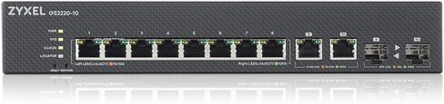 Zyxel 8-Port Gigabit Ethernet Layer 2 Managed Poe+ Switch بميزانية 180 واط و 2 جيجابتة كومبو ووضع السحابة الهجينة [GS2220-10HP] in Kuwait