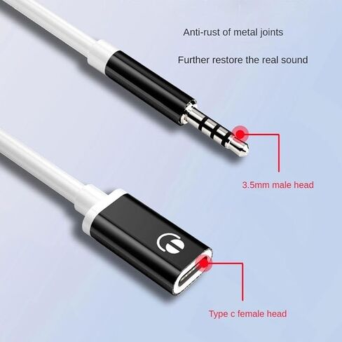 2pcs 3.5mm Male to TypeC Female Audio Cable Cord,Analog Cable Type-C Converter Earphone Adapter Compatible with MP3 Players,Cables and Adapters (Silver) in Kuwait