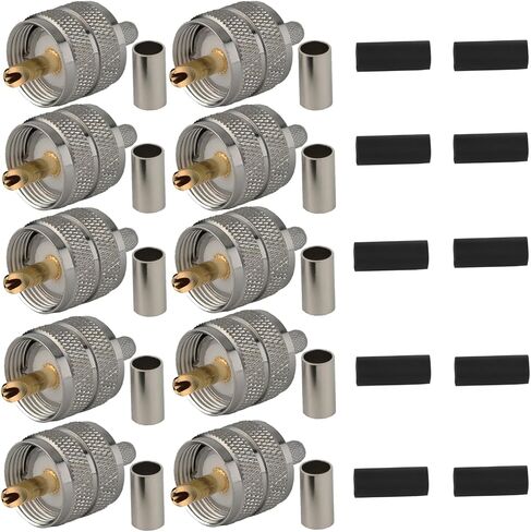 UHF PL259 PL-259 Connector Male Crimp for LMR400 RG8 9913 Cable Compatiable with Ham Radio (UHF Male lmr400 Pack 10) in Kuwait