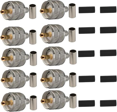 UHF PL259 PL-259 Connector Male Crimp for LMR400 RG8 9913 Cable Compatiable with Ham Radio (UHF Male lmr400 Pack 10) in Kuwait