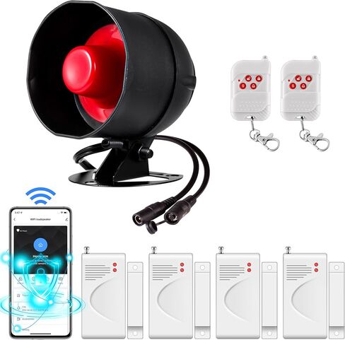 نظام أمان المنازل المنبه WiFi ، نظام أمان الإنذار اللاسلكي مع مستشعر أجهزة إنذار باب النافذة بصوت عالٍ 120DB ، التحكم عن بُعد WiFi Siren for Shed Garage in Kuwait