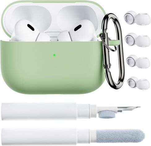 ORNARTO for Airpods Pro 2nd/1st Generation Case with Cleaner Pen, Eartips Cover, Full Protective Soft Silicone for AirPods Pro Case 2022/2019 with Keychain, Front LED Visible Skin Cover-Baby Blue in Saudi Arabia