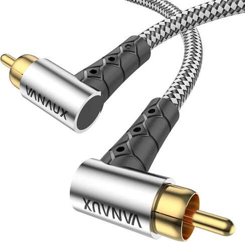 90-Degree Subwoofer Cable 49FT,Premium Audio RCA to RCA Cable, (Gold-Plated Connectors, Aluminum Alloy Shell, Braided Jacket) Ideal for Tight Spaces, Home Theater, Sound Systems in Kuwait