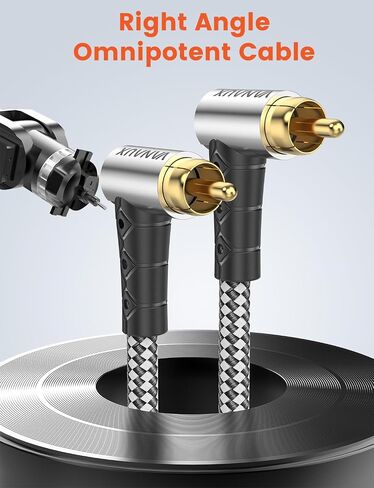 90-Degree Subwoofer Cable 49FT,Premium Audio RCA to RCA Cable, (Gold-Plated Connectors, Aluminum Alloy Shell, Braided Jacket) Ideal for Tight Spaces, Home Theater, Sound Systems in Kuwait