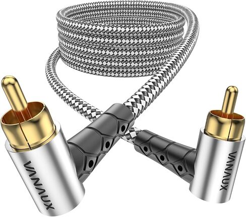 90-Degree Subwoofer Cable 49FT,Premium Audio RCA to RCA Cable, (Gold-Plated Connectors, Aluminum Alloy Shell, Braided Jacket) Ideal for Tight Spaces, Home Theater, Sound Systems in Kuwait