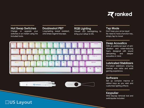 تصنيف N60 Nova 60 ٪ عامل الشكل | لوحة مفاتيح الألعاب الميكانيكية الساخنة | 61 مفتاح Multi Color RGB LED LED لإضاءة PC/MAC Gamer (Black ، Gateron Brown) in Kuwait