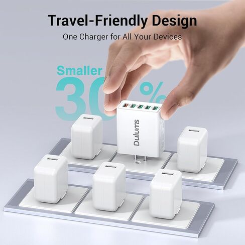 40W USB Wall Charger Block ، 2 part 4-port USB A Fast Charging Brick Dual QC Wall Plud Adapter متوافق مع iPhone 16/15/14/13/12/11 Pro Max Plus ، iPad ، Galaxy in Kuwait