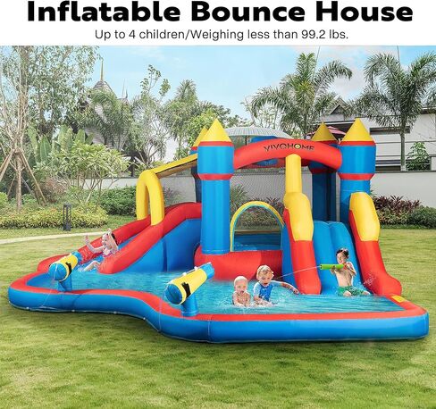 VIVOHOME 7 in 1 Bounce House for Kids, Sea Theme Inflatable Bounce House with Slide, Bouncy Castle with Blower for Outdoor, Basketball, Climb, Jump Area, Ball, Water Pool, Hoop in Saudi Arabia