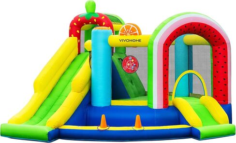 VIVOHOME 7 in 1 Bounce House for Kids, Sea Theme Inflatable Bounce House with Slide, Bouncy Castle with Blower for Outdoor, Basketball, Climb, Jump Area, Ball, Water Pool, Hoop in Saudi Arabia