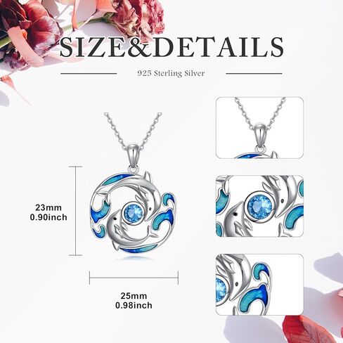 925 Sterling Silver Jellyfish Necklace Sea Animals Blue Jellyfish Pendant Necklace Ocean Wave Beach Jewelry Gifts for Women Mom Friends in Kuwait