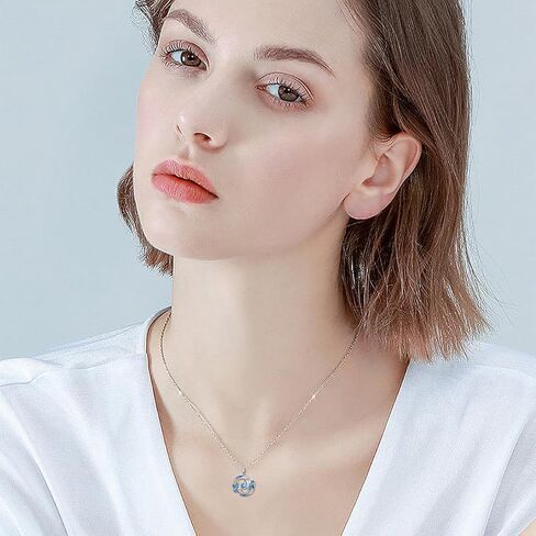 925 Sterling Silver Jellyfish Necklace Sea Animals Blue Jellyfish Pendant Necklace Ocean Wave Beach Jewelry Gifts for Women Mom Friends in Kuwait