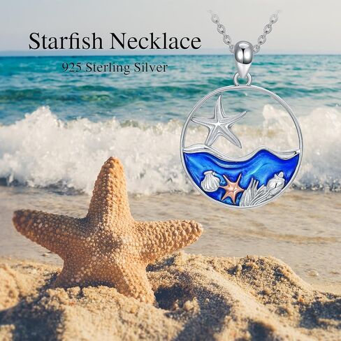 925 Sterling Silver Jellyfish Necklace Sea Animals Blue Jellyfish Pendant Necklace Ocean Wave Beach Jewelry Gifts for Women Mom Friends in Saudi Arabia