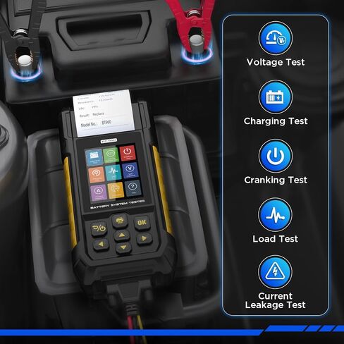 AUTOOL Car Battery Tester 12V 24V 20-2000CCA Battery Load Tester, Cranking&Charging&Voltage Leakage Test with Built-in Printer, 3.2" Screen with Data Review Reverse Polarity Protection in Saudi Arabia