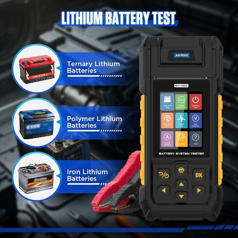 AUTOOL Car Battery Tester 12V 24V 20-2000CCA Battery Load Tester, Cranking&Charging&Voltage Leakage Test with Built-in Printer, 3.2" Screen with Data Review Reverse Polarity Protection in Saudi Arabia