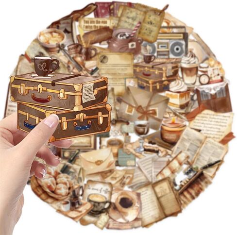 50PCS Coffee Stickers for Water Bottles Cups Scrapbooking Journaling, Icicrim Cute Cafe Stickers Waterproof Vinyl Vintage Decals for Adults Teens Aesthetic Cartoon Stickers in Kuwait