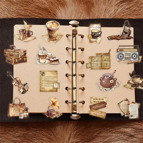 50PCS Coffee Stickers for Water Bottles Cups Scrapbooking Journaling, Icicrim Cute Cafe Stickers Waterproof Vinyl Vintage Decals for Adults Teens Aesthetic Cartoon Stickers in Kuwait