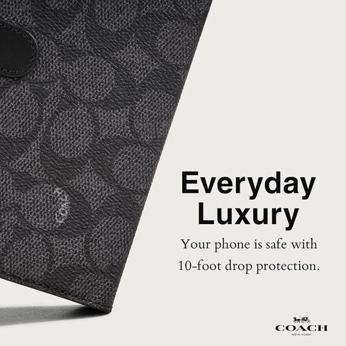 Coach Signature Canvas مقصتان من قطعتين قابلة للفصل الورقة iPhone 15 ، متوافقة مع الشحن اللاسلكي - توقيع تان in Kuwait