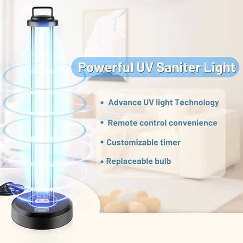 Powerful 38W UV Sanitizer Light | Ultraviolet Light, 110V, Powerful UVC Light, 185nm O-zone UV Lamp for Home, Office, Hotel, School in Kuwait