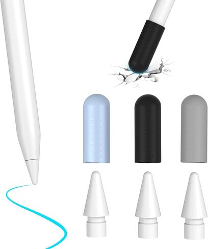 Replacement Pencil Tips for Apple Pencil Pro USB C with Silicone Protective Cover Pen Tips for Apple Pencil 2nd 1st Gen iPencil Nibs No Wear Precise Control for iPad Pencil (White Pink Purple 3 Pack) in Kuwait
