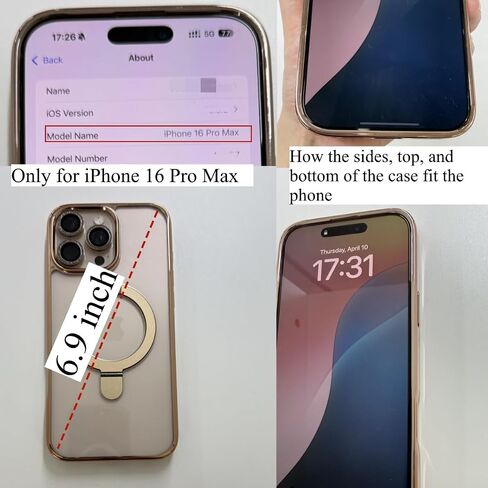 Alphex Invisible Stand for MagSafe iPhone 14 Pro Max Case, Official Color Match for iPhone, 12FT Military Drop Protection, Shockproof Phone Ring Slim Cover 6.7 inch, Luxury Gold in Saudi Arabia