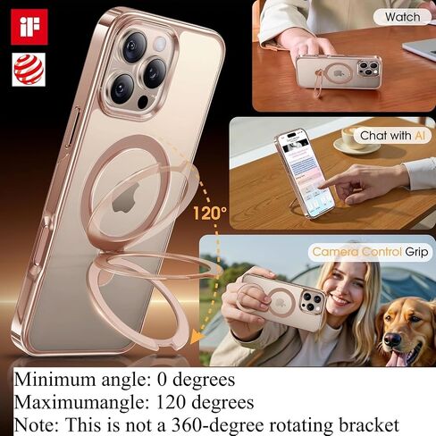 Alphex Invisible Stand for MagSafe iPhone 14 Pro Max Case, Official Color Match for iPhone, 12FT Military Drop Protection, Shockproof Phone Ring Slim Cover 6.7 inch, Luxury Gold in Saudi Arabia