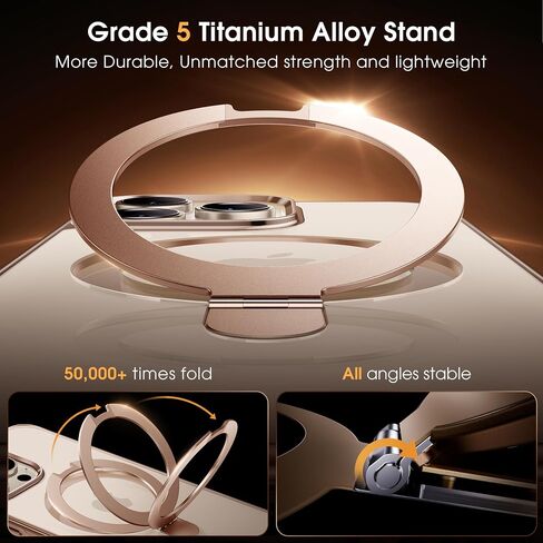 Alphex Invisible Stand for MagSafe iPhone 14 Pro Max Case, Official Color Match for iPhone, 12FT Military Drop Protection, Shockproof Phone Ring Slim Cover 6.7 inch, Luxury Gold in Saudi Arabia