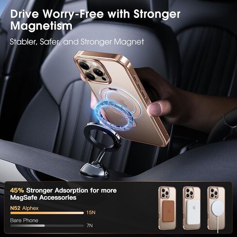Alphex Invisible Stand for MagSafe iPhone 14 Pro Max Case, Official Color Match for iPhone, 12FT Military Drop Protection, Shockproof Phone Ring Slim Cover 6.7 inch, Luxury Gold in Saudi Arabia