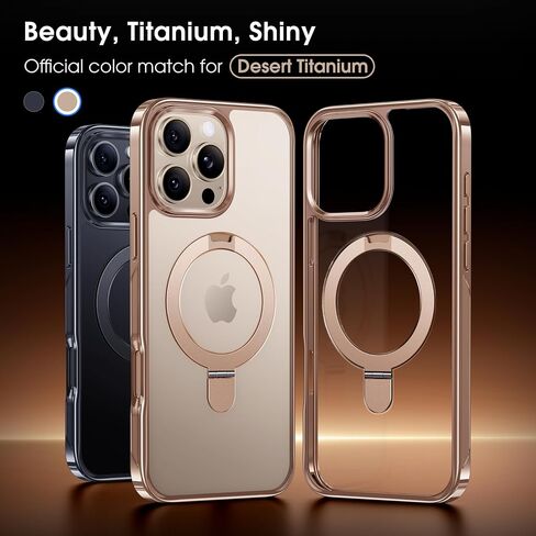 Alphex Invisible Stand for MagSafe iPhone 14 Pro Max Case, Official Color Match for iPhone, 12FT Military Drop Protection, Shockproof Phone Ring Slim Cover 6.7 inch, Luxury Gold in Saudi Arabia
