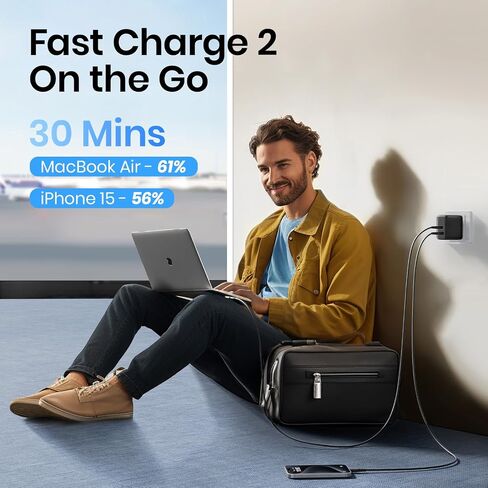 iniu usb c charger ، 3-port 65w pd gan charger ، uSB c charger compact compact for macbook pro/air ، dell xps 13 ، ipad pro ، samsung galaxy s23 ، note 20/10+، iPhone 16/15/14 ، سطح البخار in Kuwait