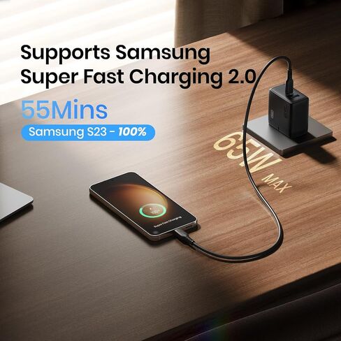 iniu usb c charger ، 3-port 65w pd gan charger ، uSB c charger compact compact for macbook pro/air ، dell xps 13 ، ipad pro ، samsung galaxy s23 ، note 20/10+، iPhone 16/15/14 ، سطح البخار in Kuwait