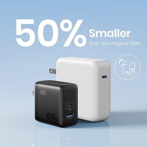 iniu usb c charger ، 3-port 65w pd gan charger ، uSB c charger compact compact for macbook pro/air ، dell xps 13 ، ipad pro ، samsung galaxy s23 ، note 20/10+، iPhone 16/15/14 ، سطح البخار in Kuwait