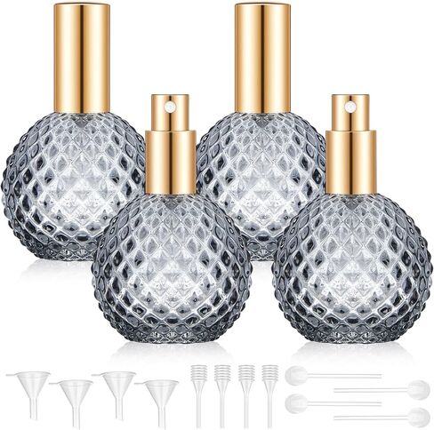 4 Pcs 100ml Retro Perfume Bottles Pink Empty Perfume Glass Bottle Refillable Decorative Bottles Fine Mist Spray Bottles for Women Perfume Atomizer Sprayer with Refill Tool for Travel in Kuwait