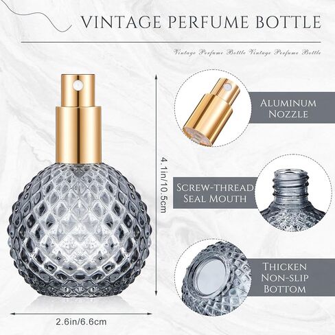 4 Pcs 100ml Retro Perfume Bottles Pink Empty Perfume Glass Bottle Refillable Decorative Bottles Fine Mist Spray Bottles for Women Perfume Atomizer Sprayer with Refill Tool for Travel in Kuwait