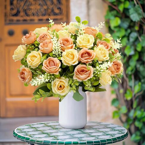 TURNMEON 40 Heads Roses Artificial Flowers for Decoration, 4 Bundles Mixed Pink Fake Flowers Bouquet Fake Silk Roses Faux Flower Wedding Bouquet Cemetery Flowers Table Party Home Valentines Day Decor in Saudi Arabia