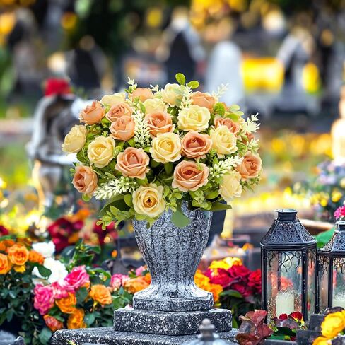 TURNMEON 40 Heads Roses Artificial Flowers for Decoration, 4 Bundles Mixed Pink Fake Flowers Bouquet Fake Silk Roses Faux Flower Wedding Bouquet Cemetery Flowers Table Party Home Valentines Day Decor in Saudi Arabia