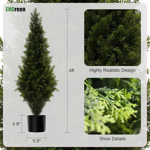 4FT أشجار الأرز الاصطناعي توبياري بوعاء النباتات وهمية للخارجية أشجار السرو فو للمنزل الجبهة الشرفة ديكور مجموعة من 2 in Kuwait