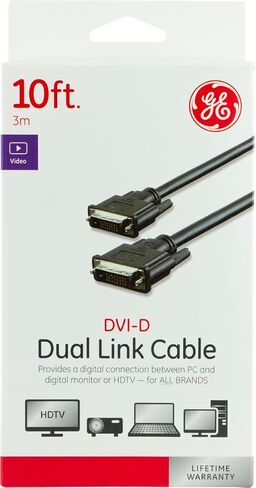 GE home electrical GE DVI-D Dual Link Cable, 10 Foot Cable, Video, 1600 X 1200 and Higher, for PC, Digital Monitor or HDTV, Black, 34508 in Saudi Arabia