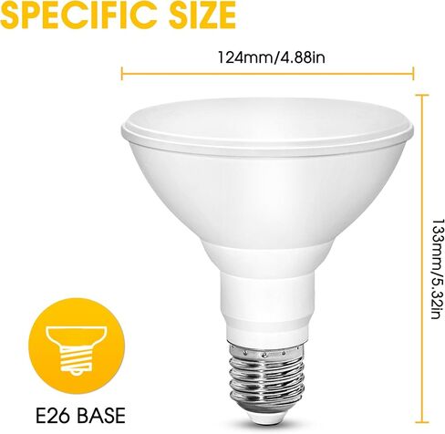 PAR30 Yellow LED Bug Light Bulb Outdoor, 100W Equivalent, 12W LED Flood Light Bulb, E26 Base Yellow LED Security Lights for Porch Lights, Hallway Lighting, Decorative, Non-Dimmable, 2 Pack in Saudi Arabia