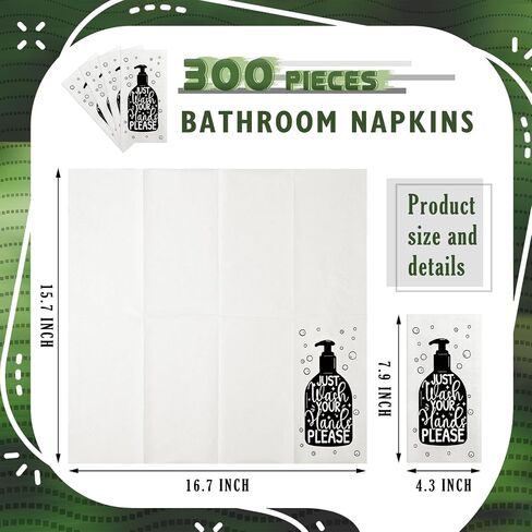 Disposable Guest Towels Bathroom Paper Towels Guest Hand Towels Napkins Just Wash Your Hands Please Bathroom Napkins for Powder Room Wedding Holiday (White Black, 120 Pcs) in Kuwait