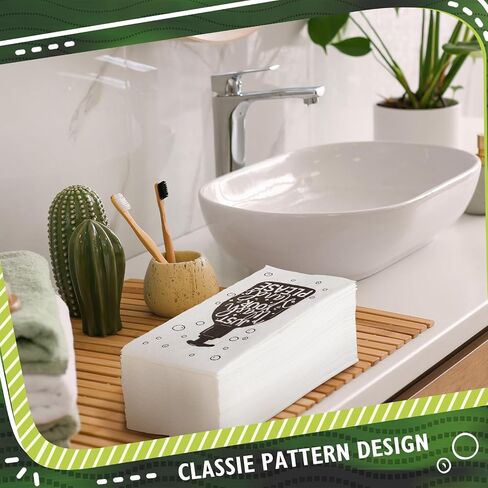 Disposable Guest Towels Bathroom Paper Towels Guest Hand Towels Napkins Just Wash Your Hands Please Bathroom Napkins for Powder Room Wedding Holiday (White Black, 120 Pcs) in Kuwait