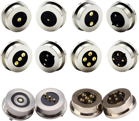 1Pair 1Pin/2Pin/3Pin/4Pin/5Pin Round Magnetic Pogo Pin Connector,12V 3A DC Power Male+Female Socket Charge Spring Loaded Magnet Pogo Pin Connector DC Power Charging Connector Power Socket (4Pin-A) in Kuwait