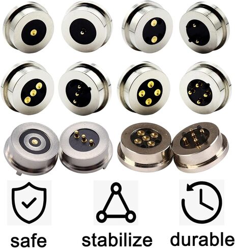 1Pair 1Pin/2Pin/3Pin/4Pin/5Pin Round Magnetic Pogo Pin Connector,12V 3A DC Power Male+Female Socket Charge Spring Loaded Magnet Pogo Pin Connector DC Power Charging Connector Power Socket (4Pin-A) in Kuwait