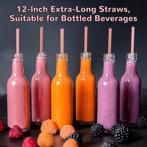 NiHome 12-Inch Heart-Shaped Stainless Steel Drinking Straws for Stanley Tumbler 40oz 10-Pack with 2 Cleaning Brushes, Reusable for Hot & Cold Drinks, Dishwasher Safe, Safe Edges for Kids (Pearl Pink) in Kuwait