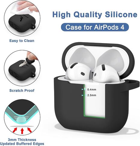 Meliya for Airpods 4 Case Cover 2024 مع حبل الحبل والفوقية ، حالة حماية من السيليكون الناعمة لحالة الجيل الرابع من Apple Airpods ، الحماية الكاملة ، دعم الشحن اللاسلكي (شاي الحليب) in Kuwait