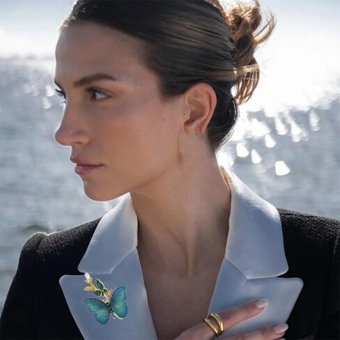 CZ Rhinestone Butterfly Brooch Pin for Women Classic Animal Insect Brooches for Wedding Party Sparkly Crystal Butterfly Suit Jewelry Gifts in Saudi Arabia