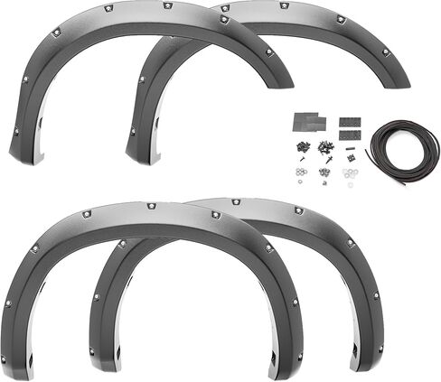 Bushwacker Extend-A-Fender Extended Front & Rear Fender Flares | 4-Piece Set, Black, Smooth Finish | 40966-02 | Fits 2015-2019 GMC Sierra 2500 HD, 3500 HD in Kuwait